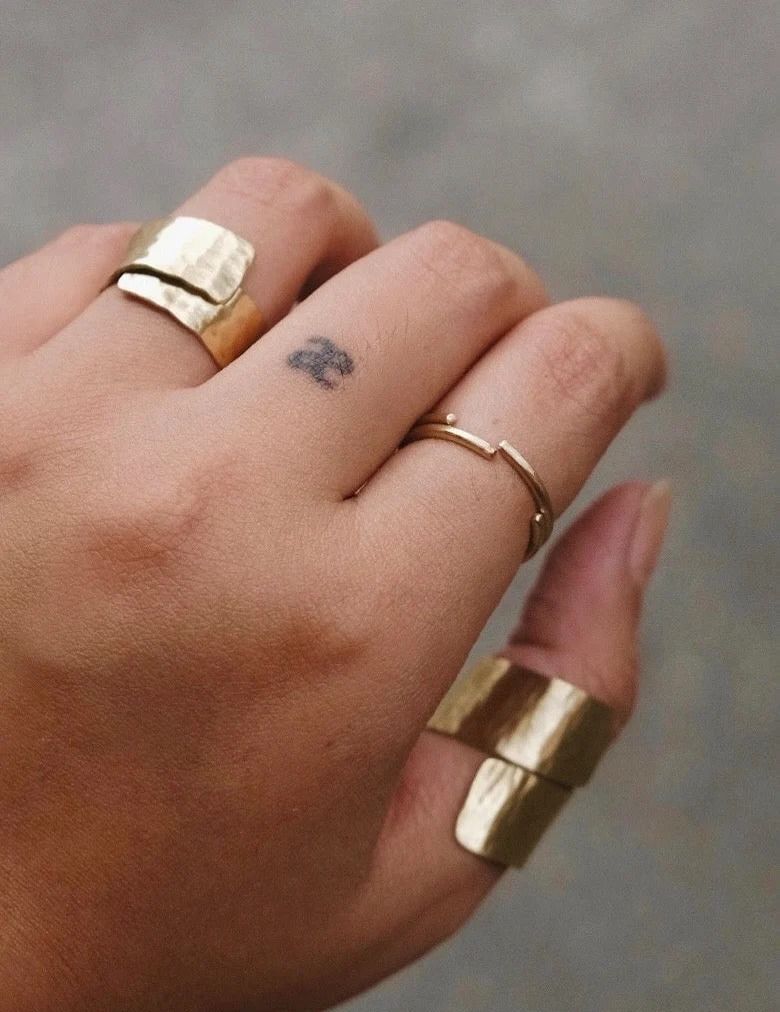 Mina Asul Rama Brass Ring Set US6.5 (Category: Rings) located in Manila. Submitted by cion007 (Listing ID 1463803182, Image 2). Description: ⚠️ Please read the full description before buying ⚠️ → Selling for the same price I bought from their website → Comes with the original packaging and cloth → RFS: Bought the wrong pair Description: 2" Slim Round Rings; Symbolizing the sun and the moon — made to move together. MOP: Gcash/Maya/UnionBank/Securi