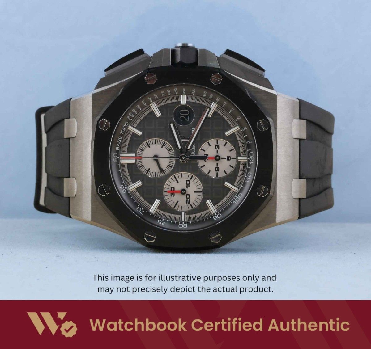 [Mint] Audemars Piguet Royal Oak Offshore Rubber 26400IO.OO.A004CA.01 26400IO AP Grey Dial A8790 | Jul 2018 (Category: Watches) located in Singapore. Submitted by watchbooksg (Listing ID 1463793612, Image 1). Description: Watchbook Swiss-Standard Certified: Professional Authentication You Can Trust Every watch undergoes systematic 60-point verification by Swiss-trained watchmakers at our in-house Watchbook Service Centre. We verify all checkpoint