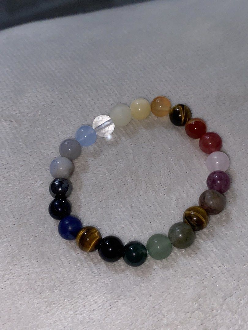 Mix Crystal Beaded Bracelet (Category: Bracelets) located in Quezon City. Submitted by vchristineandrea (Listing ID 1463876231, Image 2). Description: * 🐯 Tiger’s Eye — confidence, courage, focus, motivation, protection * 🍀 Aventurine — luck, prosperity, opportunities, growth * 🧡 Calcite — energy, motivation, emotional balance * 🌊 Aquamarine — calmness, communication, emotional soothing * 💙 Sodalite — intuition, logic, self-expression, balan