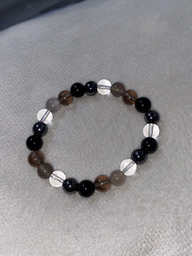 Mix Crystal Beaded Bracelet (Category: Bracelets) located in Quezon City. Submitted by vchristineandrea (Listing ID 1463876667, Image 2). Description: * 🖤 Hematite — Grounding & stability * 🤍 Clear Quartz — Clarity & energy amplification * 🖤 Black Obsidian — Protection * 🩶 Grey Agate — Calmness & emotional balance.