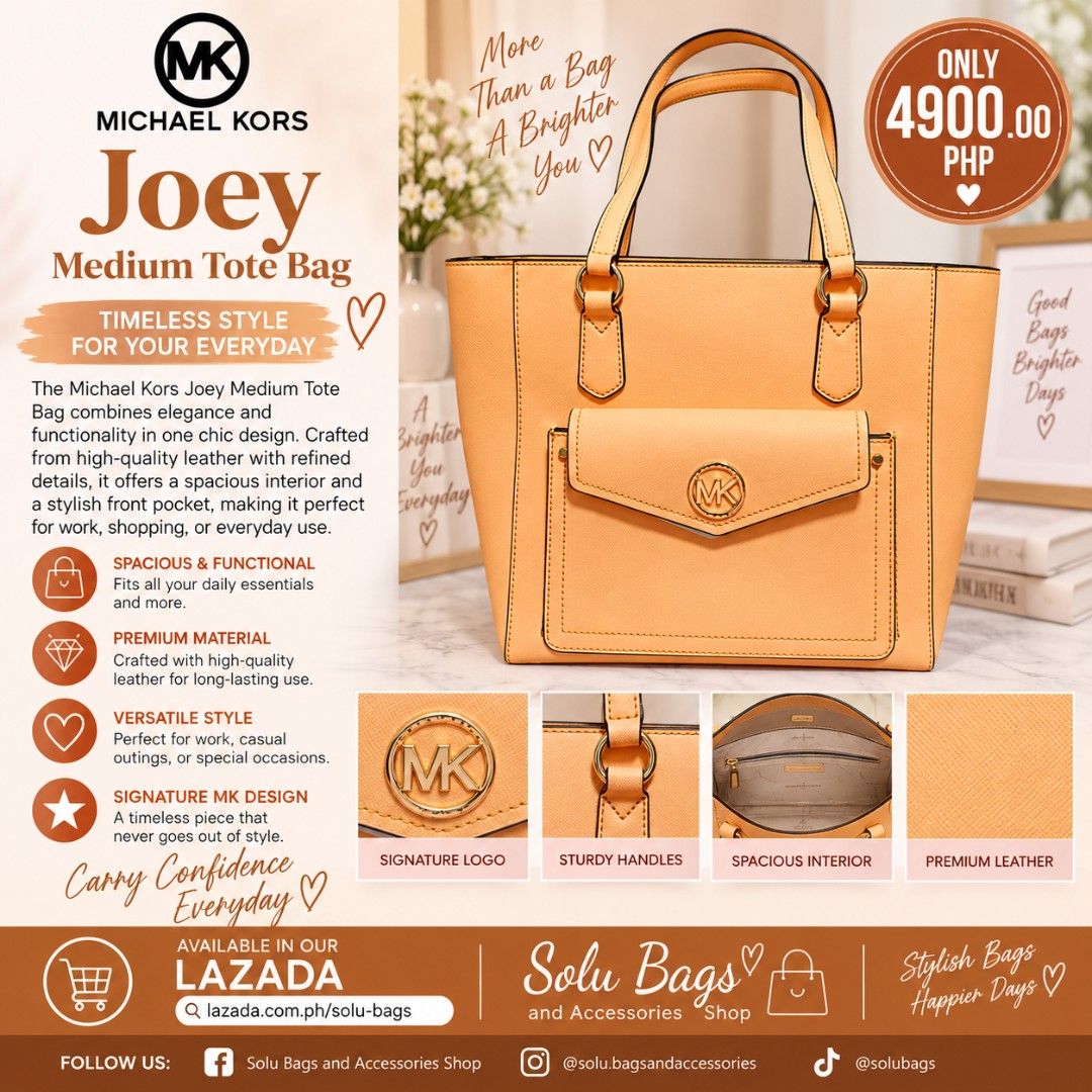 MK Joey Tote Bag (Category: Tote Bags) located in Taguig. Submitted by mommasolu (Listing ID 1463804233, Image 1). Description: ❣️On hand and ready to ship ❣️All items are original and authentic from 🇺🇸 Shipping: J&T or Laz check out ‼️Same Day Shipping via GrabExpress or Lalamove for Metro Manila (payment first) ‼️COD option available for Laz check out MOP: GCash and Bank Transfer via BPI or GoTyme.