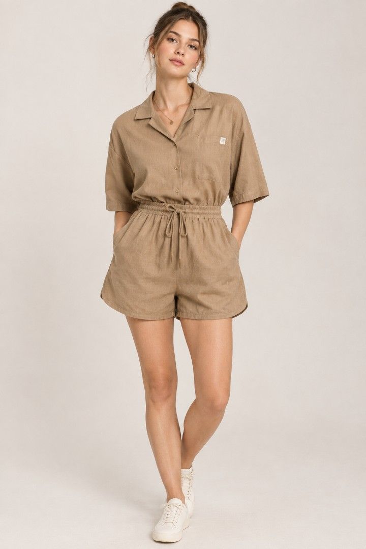 Mouggan Linen Blend Brown Coords (Category: Sets or Coordinates) located in Pagudpud. Submitted by altheacee063978 (Listing ID 1463890820, Image 2). Description: m on tag fits large.