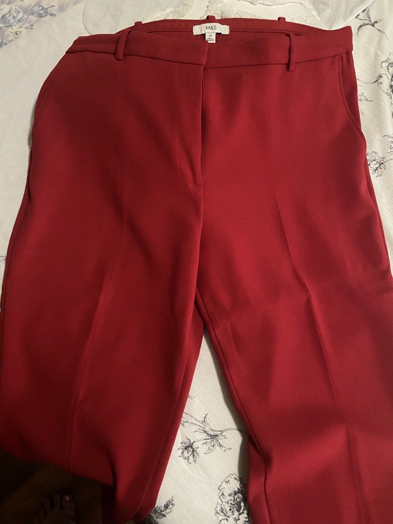 M&S Red Tailored Trousers Size 20 Short (Category: Other Bottoms) located in Quezon City. Submitted by lis.thisnthat (Listing ID 1463796981, Image 1). Description: - M&S Red Tailored Trousers - Size: 20 Short - Color: Deep Red - Style: Work or Smart Casual - Material: 96% Polyester, 4% Elastane - Origin: Made in Bangladesh - Please check photos for exact measurements.