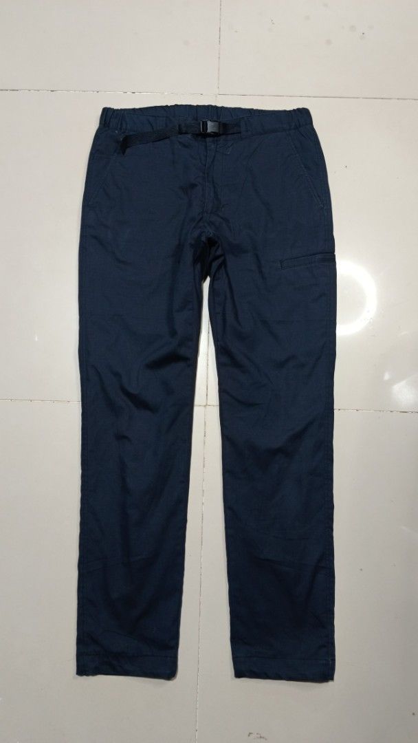 Navy Blue Cargo Pants with Belt (Category: Joggers) located in Manila. Submitted by zariyah.1986 (Listing ID 1463816617, Image 1). Description: - Navy blue cargo pants - Elastic waistband with belt - Side cargo pocket - Adjustable drawstring leg opening - Comfortable fit - Ideal for outdoor activities or casual wear.