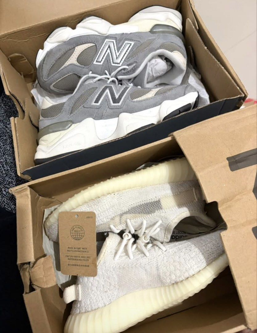 New Balance 9060 Grey White Sneakers (Category: Sneakers) located in Agdangan. Submitted by wardrobeblissprintcraft (Listing ID 1463883148, Image 2). Description: - Brand: New Balance - Model: 9060 - Color: Grey and White - Features: Classic N logo on the side, chunky sole design - Condition: Comes in original box with tissue paper - Ideal for: Everyday wear.