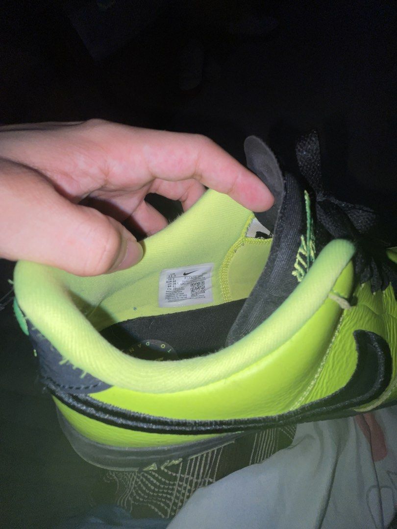 Nike Air Force 1 Low Volt Black (Category: Sneakers) located in Marikina City. Submitted by juswashhh (Listing ID 1463927213, Image 3). Description: - Volt yellow Nike Air Force 1s - Black swoosh and sole - Classic Air Force 1 silhouette - Lace-up closure - Shows creasing on toe box and general signs of wear - Ideal for everyday wear.