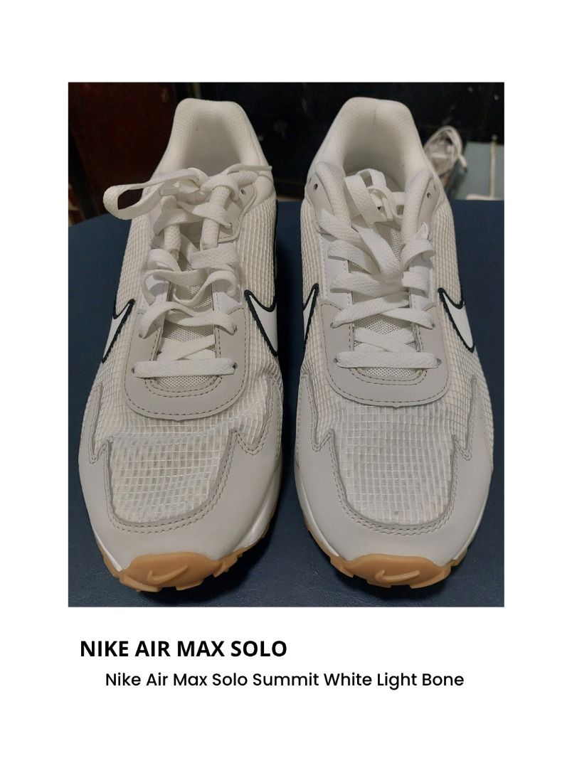 Nike Air Max Solo - Men (Category: Sneakers) located in Bulacan. Submitted by jen_nipher (Listing ID 1463914604, Image 1). Description: Brand new men's Nike Air Max Solo Summit White Light Bone (no box) - Guaranteed Authentic - Brand new - Size: US-10/UK-9 - Color: Summit White/Light Bone/Phantom/Summit White Feature: - Model: Nike Air Max Solo - Style Code: FN6918-100 - Colorway: Summit White/Light Bone/Phantom/Summit White - Material: Breathabl
