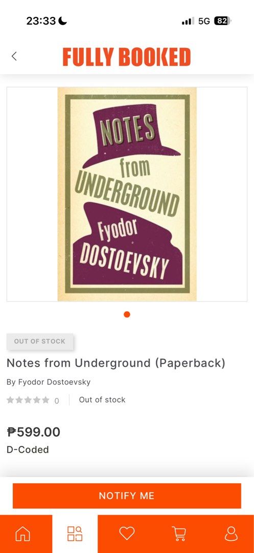 Notes From Underground by Fyodor Dostoevsky (Category: Storybooks) located in Mandaluyong City. Submitted by nfwmb22 (Listing ID 1463845839, Image 2). Description: ❗️READ FIRST ❗️ RFS: i have 2 copies notes: did not read this! i have 2 copies of the same book classics, russian lit, dostoevsky/dostoyevsky, booktok pm me for more info/photos - shipping shouldered and booked by buyer - MOP: Gcash/Gotyme/Seabank - 2 day reservation only - only offer 