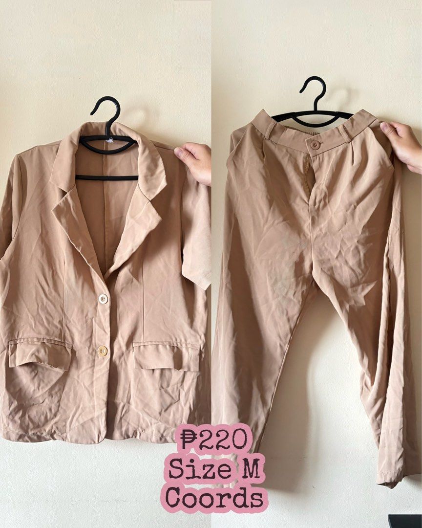 Office Wear - Coordinates (Category: Sets or Coordinates) located in Quezon City. Submitted by ayavaldez (Listing ID 1463920615, Image 2). Description: Preloved closet sale ✨👗 office wear — Mostly still in good condition. 🤎 Size + price are indicated on each photo. DM me if interested! 🛍️.
