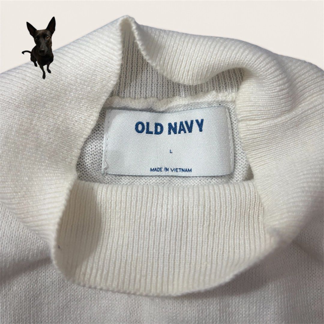 Old Navy Striped Mock Neck Sweater Size L (Category: Longsleeves) located in Trece Martires City. Submitted by yasxhi (Listing ID 1463921155, Image 2). Description: - White sweater with classic black horizontal stripes - Stylish mock neck design - Long sleeves with ribbed cuffs - Made in Vietnam - Versatile piece: great for layering or wearing solo - Only worn once.