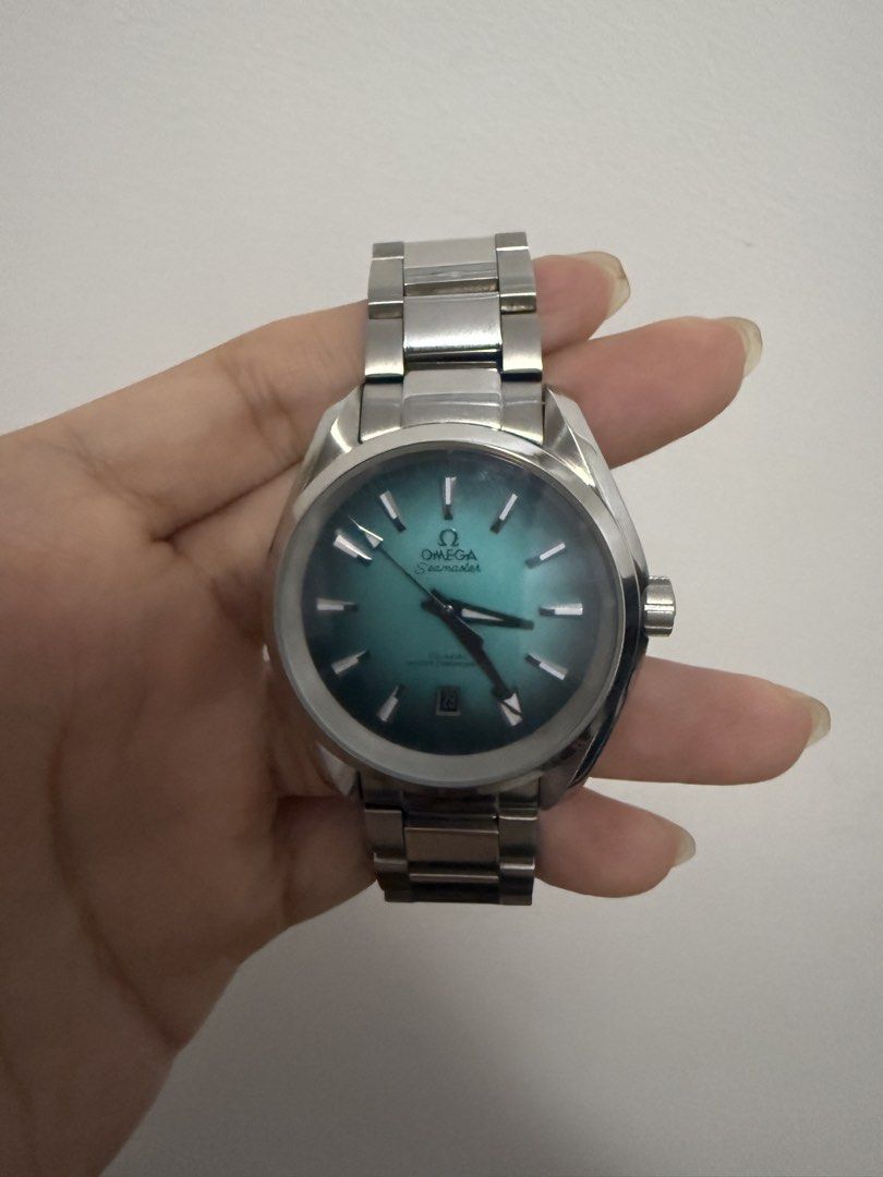 Omega Seamaster Aquaterra (Category: Men's Watches) located in Manila. Submitted by crunchomega (Listing ID 1463778636, Image 1). Description: ⌚ OMEGA SEAMASTER AQUA TERRA – TURQUOISE 💎 Price Posted!!! Elegant and sporty Aqua Terra with a stunning turquoise dial. Perfect for everyday wear or collectors. Specs: • Model: Omega Seamaster Aqua Terra • Dial: Turquoise • Automatic movement • Stainless steel case & bracelet • Water-resistant design • C