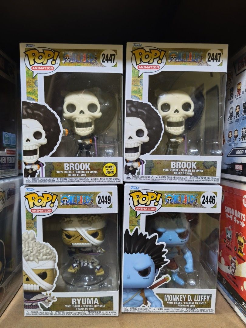 One Piece Funko Pop (Category: Action & Battle Toys) located in Manila. Submitted by daily.tipid (Listing ID 1463844672, Image 1). Description: One Piece Funko Pop naman Monkey D. Luffy (with card) - 1,250 Ryuma - 799 Brook - 799 Brook GITD - 999.