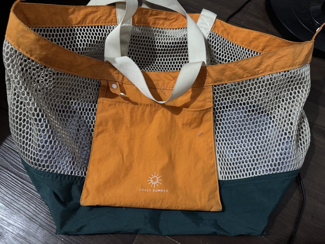 Orange Beach Bag (Category: Beach Bags) located in Quezon City. Submitted by mkl.p (Listing ID 1463883545, Image 1). Description: - with front pocket - buttons only/no zippers - very spacious inside - BTV Inspired - needs laundry - got this from thailand - no flaws/slightly used only loc timog qc.