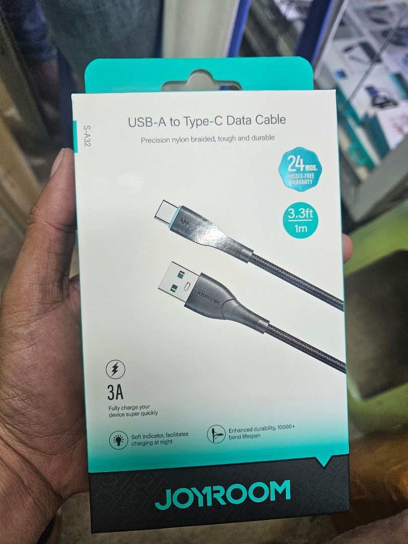 Orginal joyroom usb to type c Cable 3A Fast charging cable (Category: Cables & Chargers) located in Pasay City. Submitted by son_castor (Listing ID 1463900267, Image 2). Description: fast charging cable high speed with led light 10000 plug life span.