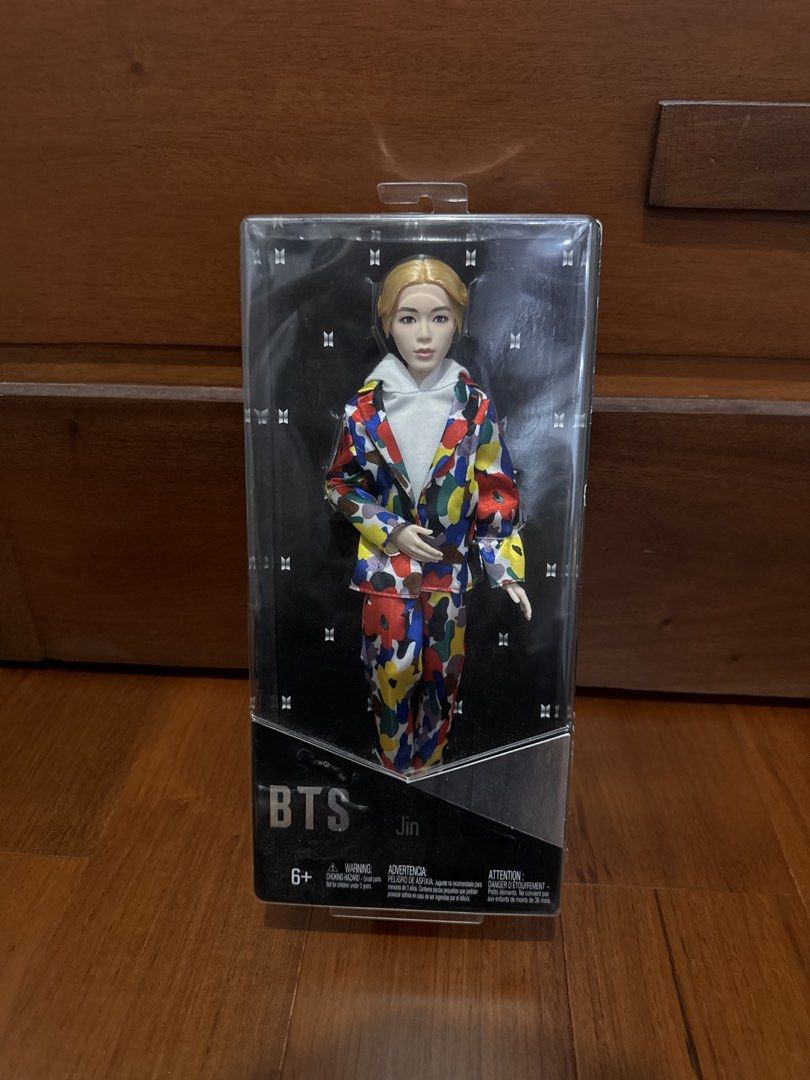 Original BTS Jin Doll Mattel (Category: K-Wave Merchandise) located in Quezon City. Submitted by nobitinn (Listing ID 1463869480, Image 1). Description: - Authentic BTS Jin doll - Comes in original packaging, unopened box - Message for more Picture rfs : declutterring .