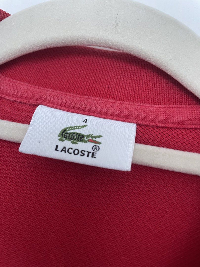 Original Lacoste Red Polo Shirt Size 4 (Category: Tshirts & Polo Shirts ) located in Quezon City. Submitted by sunday_thrifts (Listing ID 1463785312, Image 3). Description: - Classic red Lacoste polo shirt - Iconic crocodile logo on chest - Made in Japan - Size 4 - Versatile for casual or sporty looks - Timeless and simple design.