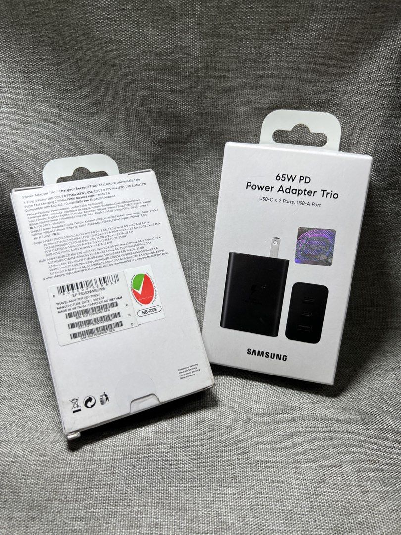 Original Samsung 65W Power Adapter (Category: Chargers & Cables) located in Manila. Submitted by warm_jamin (Listing ID 1463926167, Image 3). Description: ⚡ Original Samsung 65W Power Adapter Power up your compatible devices with the Original Samsung 65W Power Adapter designed for fast and reliable charging. ✅ Original Samsung ✅ 65W Fast Charging ✅ Available in Black & White ✅ Brand New & Sealed ✅ Compact & Convenient Design ✅ Perfect for compati