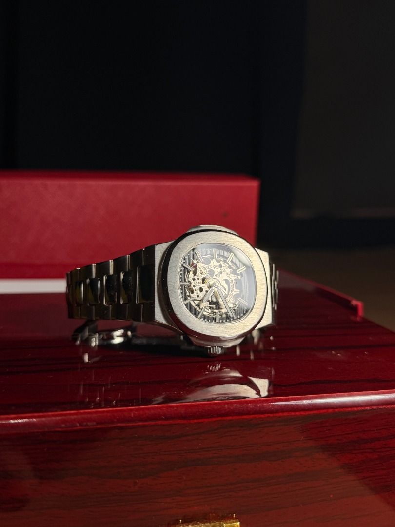 Patek Philippe Nautilus Skeleton Mod (Category: Luxury Watches) located in Caloocan City. Submitted by vincewills44898607 (Listing ID 1463761191, Image 1). Description: Complete Bracelet Link Skeleton dial design Diameter: 41mm Thickness: 13mm Used 3x Comes with original red box and tags Good as New QC Area [Lalamove/Meetup] .