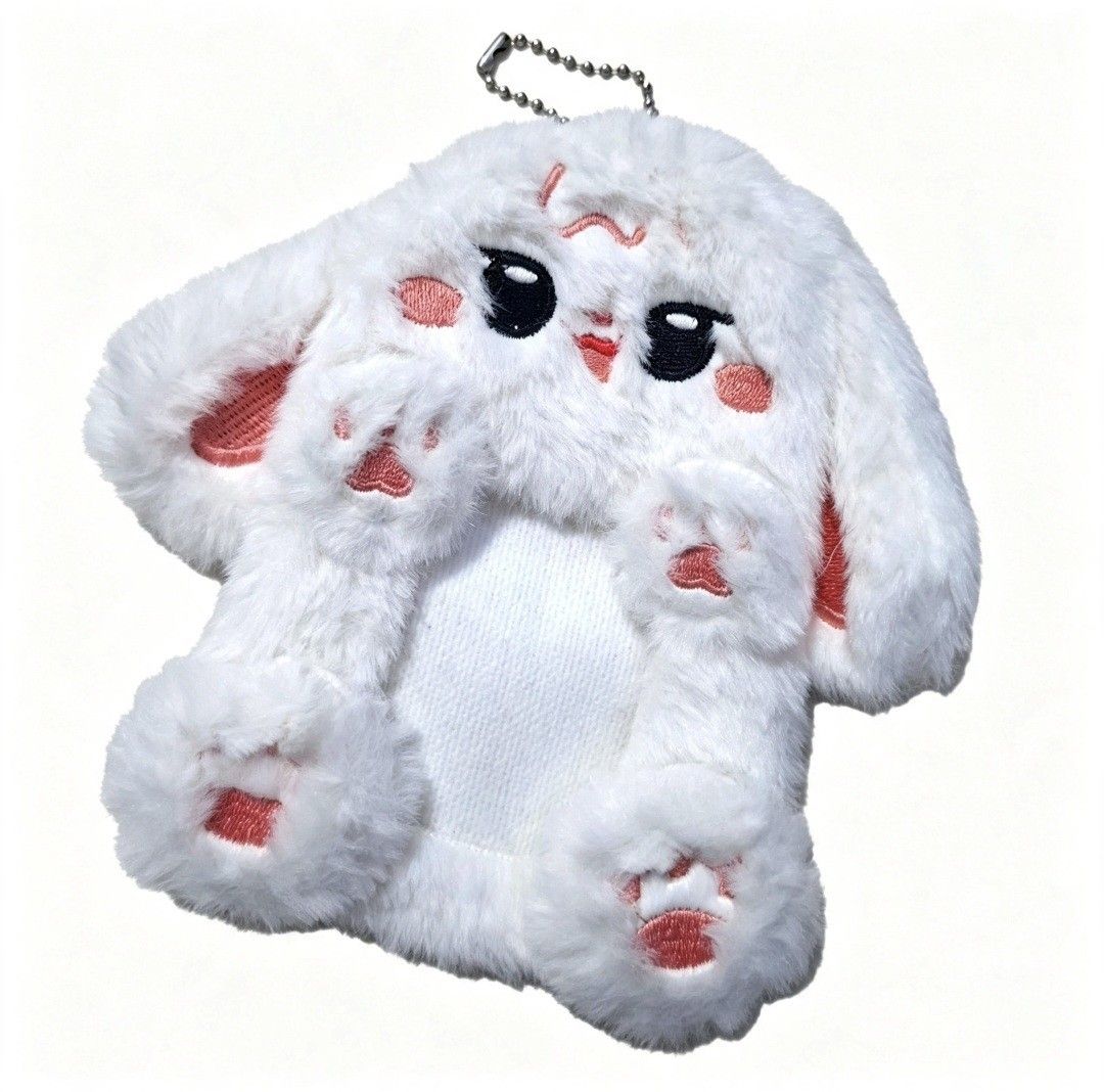 Photocard Charm Keychain Plush (Category: Plushies & Soft Toys) located in Quezon City. Submitted by ana-chan (Listing ID 1463920205, Image 2). Description: Super cute fluffy white bunny plush keychain with a photo pocket. Perfect for bags and keys. Soft, adorable design with a metal chain..
