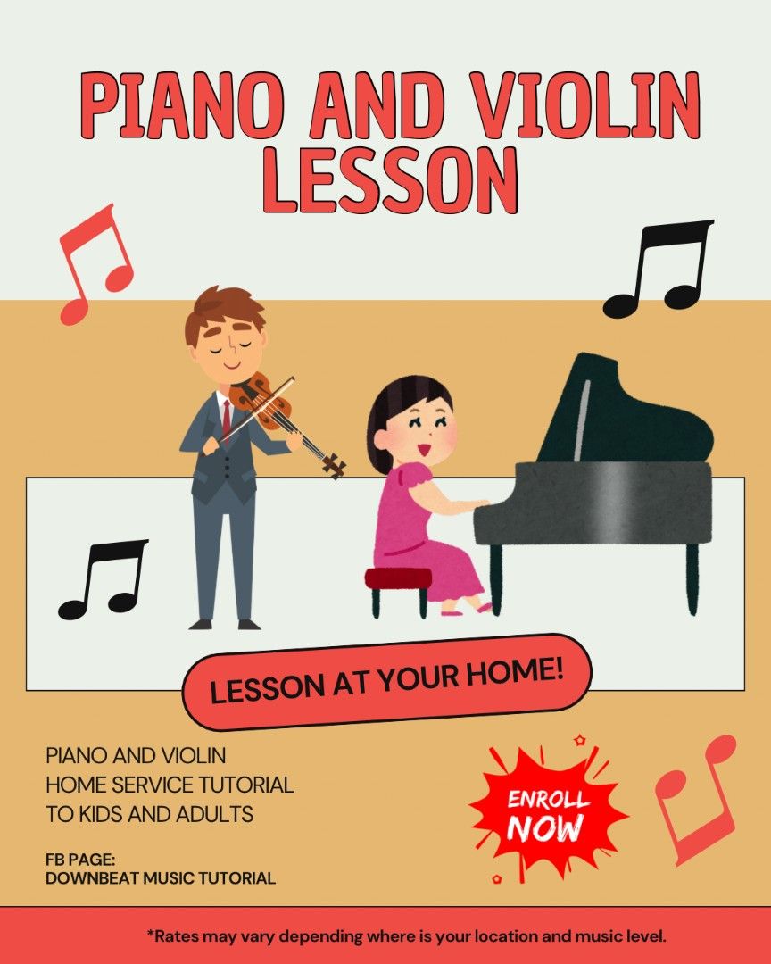 Piano Violin Less (Category: Musical Instruments) located in Quezon City. Submitted by piel_ (Listing ID 1463851361, Image 1). Description: "Music will come to you.. 🎶" Piano / Keyboard / Violin ✅️✅️✅️ Music Books ✅️ (Limited Stocks) Open to: Kids, Teens, and Adults More details: See attached photo and message us 🖼📩 Book your schedule now! ✍.