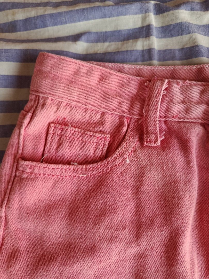 Pink Denim A-Line Mini Skirt (Category: Skirts) located in Manila. Submitted by tyrrachuuu (Listing ID 1463771816, Image 2). Description: - Cute pink denim skirt - A-line cut, mini length - Classic five-pocket styling - Button and zip front closure - Belt loops at waistband - Versatile: pairs well with t-shirts or crop tops - Ideal for casual outings or fun events - Bought from orange app, it says size Large on tag but I think it fits best for so