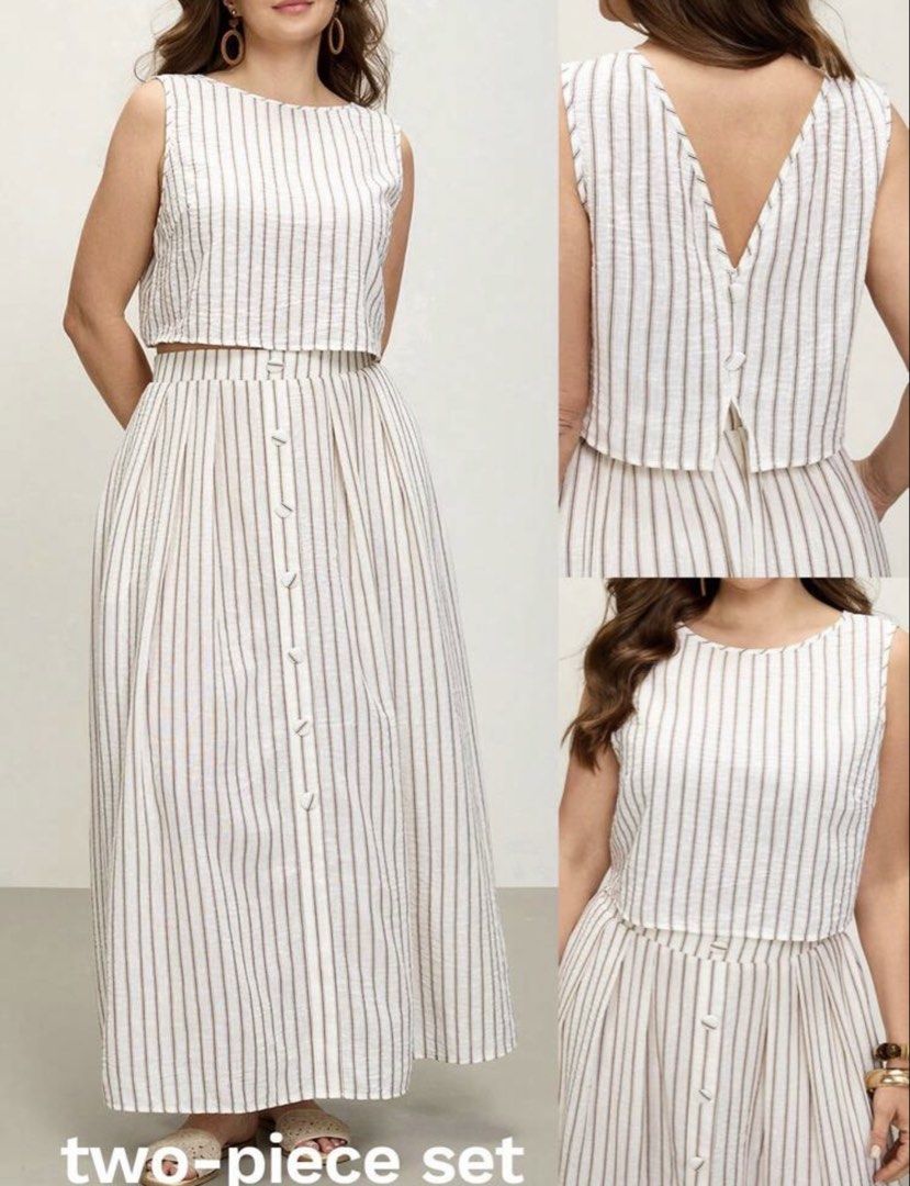 Plus size shein curve stripes set coordinates (Category: Sets or Coordinates) located in General Trias. Submitted by secondhandthingzz (Listing ID 1463834351, Image 1). Description: 1XL on tag Never worn Location: General Trias, Cavite Payment: Gcash/RCBC/Maribank Delivery: Lalamove, J&T (shouldered by buyer) ❤️ .
