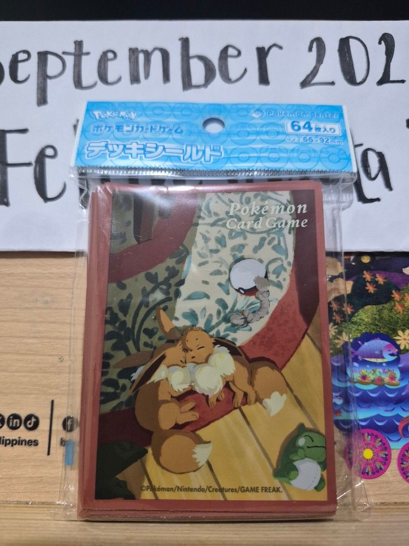 Pokemon Center Sleeves Eevee (Category: Trading Cards Accessories) located in Binangonan. Submitted by oyiebhoy (Listing ID 1463787455, Image 1). Description: - Official Pokemon Center Deck Shields - Features adorable Eevee & Friends artwork - Protects your valuable Pokemon cards - Pack includes 64 sleeves - Standard size: 66x92mm.
