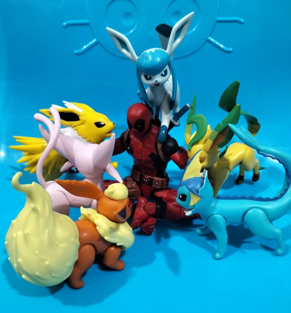 Pokemon Eevee Evolutions Action Figures Set (Category: Figurines & Statues) located in Manila. Submitted by dairon001 (Listing ID 1463913202, Image 2). Description: - Set of 6 Eevee evolution figures - Includes Flareon, Vaporeon, Jolteon, Espeon, Leafeon, and Glaceon - Figures are articulated and can be posed - Selling as a lot (all figures together) - No original packaging included.