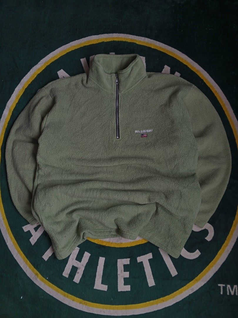 Polo Sport Ralph Lauren Fleece Half Zip Pullover (Category: Announcements) located in Las Pinas. Submitted by allhandpick (Listing ID 1463808213, Image 1). Description: - Light green fleece pullover from Polo Sport - Features a half-zip neckline - Polo Sport logo on the chest - Made of 100% cotton - Super comfy and warm - Great for layering or wearing on its own - Classic wardrobe piece.