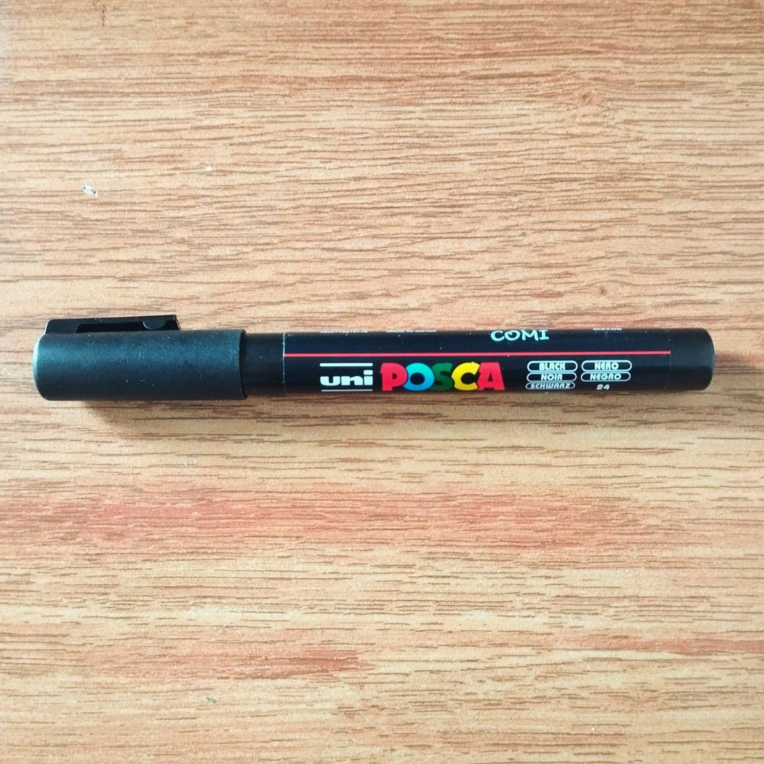 Posca Paint Marker – PC-3M (Category: Stationery & School Supplies) located in Paranaque City. Submitted by declutteredcomiii (Listing ID 1463772102, Image 1). Description: - Uni Posca Paint Marker - Bullet Tip: 0.9-1.3mm - Color: Black - Ideal for art projects, crafts, and decorating - Made in Japan by Mitsubishi Pencil Co. - with name engraved 📍 Please manage your expectations, the item is not use and still in good condition MOP: GCASH, MAYA M