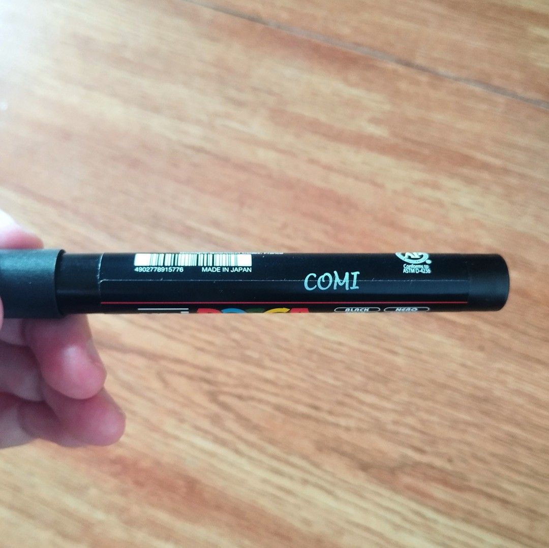 Posca Paint Marker – PC-3M (Category: Stationery & School Supplies) located in Paranaque City. Submitted by declutteredcomiii (Listing ID 1463772102, Image 3). Description: - Uni Posca Paint Marker - Bullet Tip: 0.9-1.3mm - Color: Black - Ideal for art projects, crafts, and decorating - Made in Japan by Mitsubishi Pencil Co. - with name engraved 📍 Please manage your expectations, the item is not use and still in good condition MOP: GCASH, MAYA M