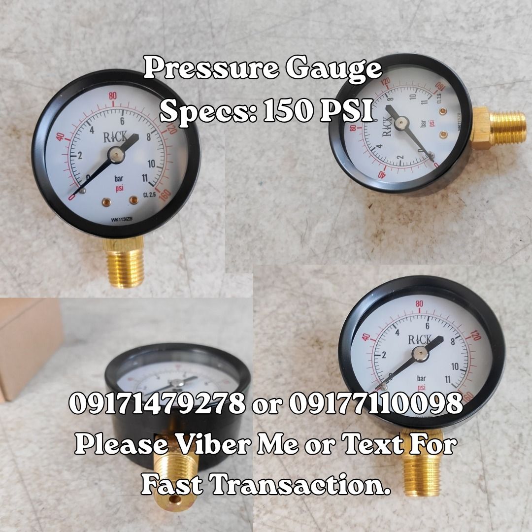 Pressure Gauge Specs: 150 PSI (Category: Construction Tools & Equipment) located in Manila. Submitted by 09171479278_elsie. (Listing ID 1463822636, Image 1). Description: Pressure Gauge Specs: 150 PSI.
