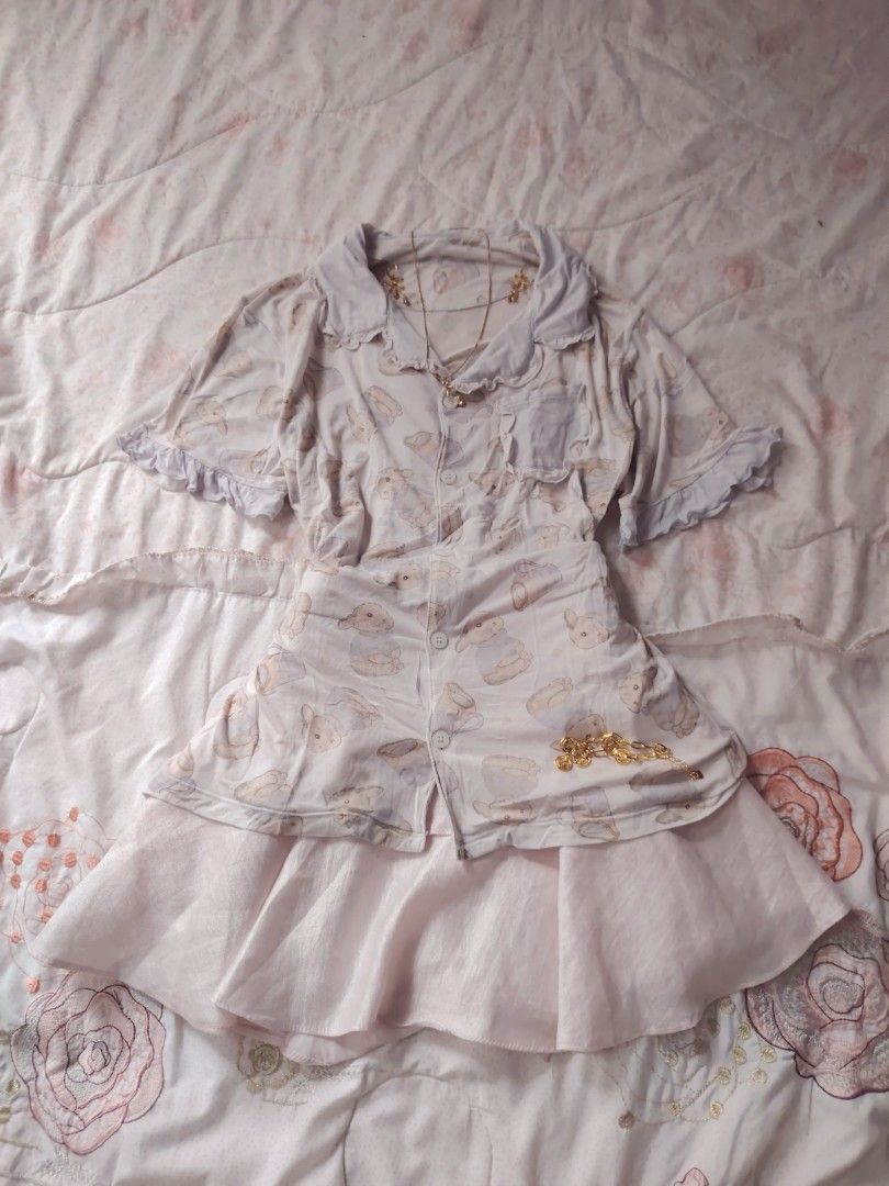 rabbit couquette sleepwear 🐰 (Category: Others Tops) located in Hermosa. Submitted by lcvelycath (Listing ID 1463764254, Image 1). Description: size: s-l mine: ₱149 bid: ₱+10 lock: ₱349 (shipped) EOB: monday—september 28 (the seller is on vacation 😘) °. thrifted, pre-loved, or brand new but ready to wear (some aren't bcs i don't have the time to wash them, very sorryy :<) colors may vary due to lightning & quality 𐙚 °. check details before min