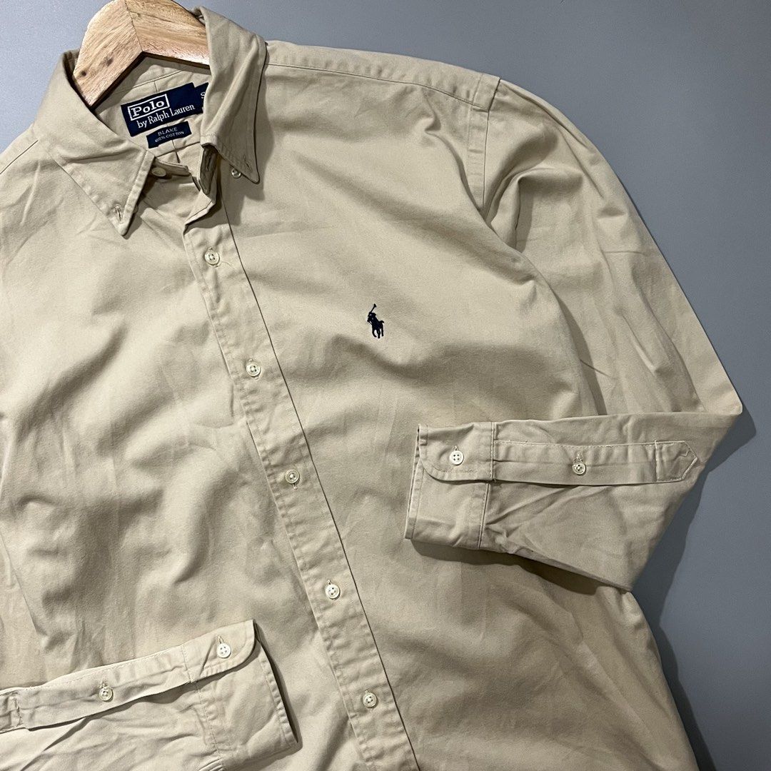 Ralph lauren Khaki Polo button down Long sleeve Blake (Category: Formal Shirts) located in Angeles City. Submitted by jthrifted.clothes (Listing ID 1463873816, Image 2). Description: Ralph lauren Khaki Polo button down Long sleeve Blake Small (XL Fittings) 23.5x30-31 Good condition Color rate 9.5/10 No flaw.