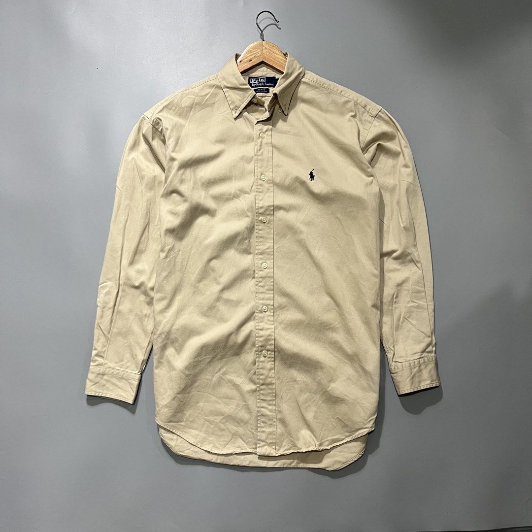 Ralph lauren Khaki Polo button down Long sleeve Blake (Category: Formal Shirts) located in Angeles City. Submitted by jthrifted.clothes (Listing ID 1463873816, Image 1). Description: Ralph lauren Khaki Polo button down Long sleeve Blake Small (XL Fittings) 23.5x30-31 Good condition Color rate 9.5/10 No flaw.