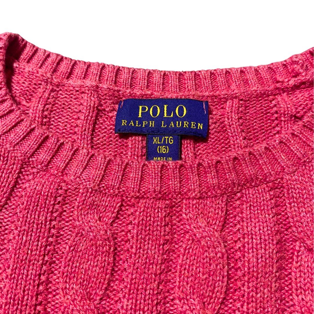 Ralph Lauren Salmon Pink Cable Knitted Sweater (Category: Coats, Jackets and Outerwear) located in Manila. Submitted by streetplug (Listing ID 1463930421, Image 2). Description: issues | flaws : none ☑️ measurement : 18 x 24 color rate : 10 / 10 🎨 location : las piñas 📍 jnt | lbc | lalamove meetup around las piñas area ‼️.