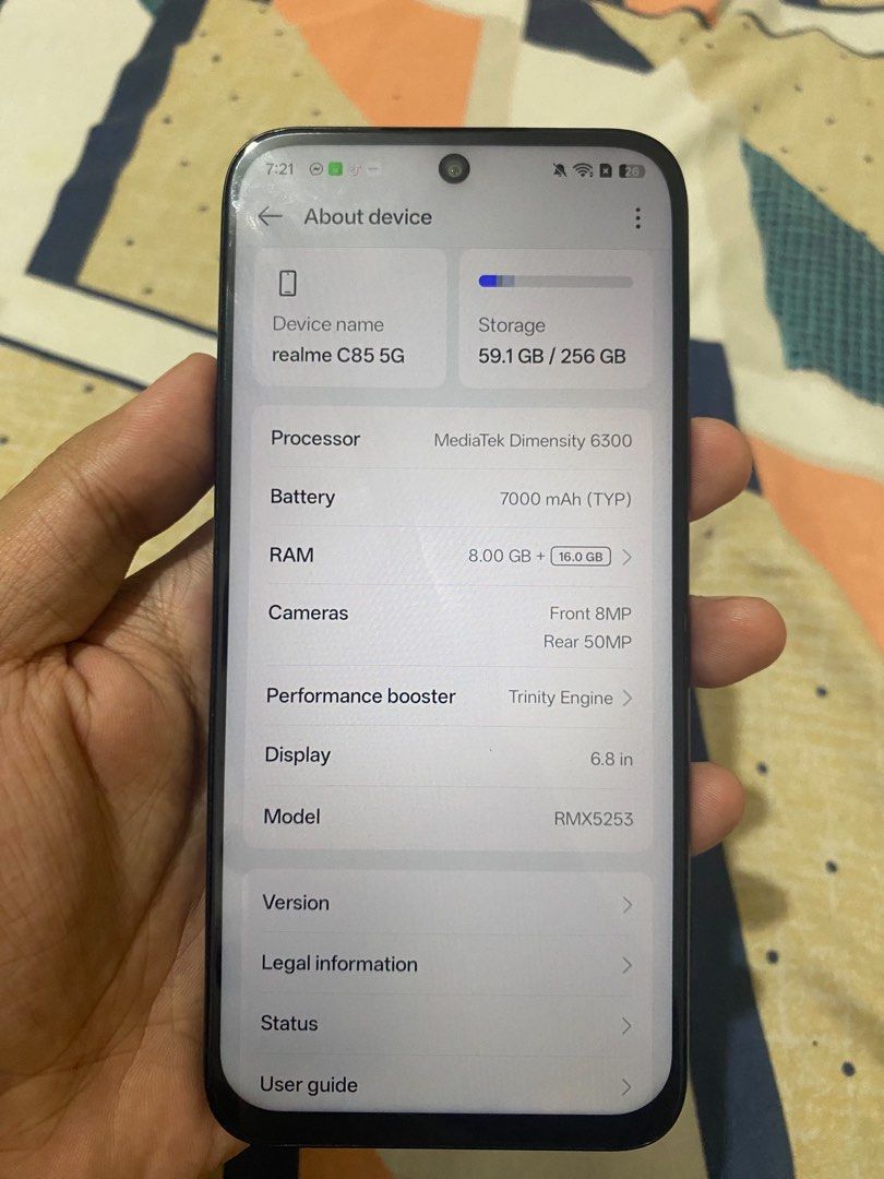 REALME C85 5G (Category: Realme) located in Magalang. Submitted by hanibowter (Listing ID 1463854912, Image 2). Description: Good Battery No scratches No Issues Meet up or Delivery(Payment First).