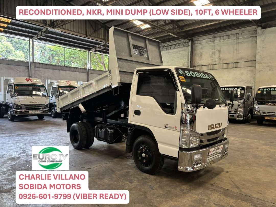 RECONDITIONED, NKR, MINI DUMP, 10FT, 6WHEELER (Category: Heavy Vehicles) located in Caloocan City. Submitted by sobidamotorscharliev.123456_ (Listing ID 1463805763, Image 1). Description: RECONDITIONED, NKR, MINI DUMP, 10FT, 6WHEELER, 4JJ1 ENGINE, EURO 4.