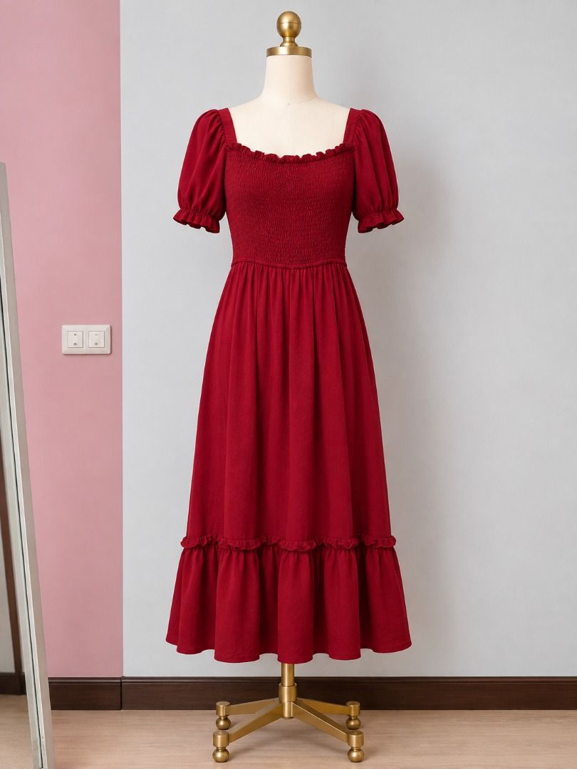 Red Midi Dress | Elegant & Feminine (Category: Dresses) located in General Santos City (Dadiangas). Submitted by aynleex (Listing ID 1463745077, Image 1). Description: ✨ Details: Rich red color Flowy A-line skirt Tiered/ruffle hem Midi length Elegant and feminine style Perfect for dates, parties, dinners, events, birthdays, photoshoots, vacations, or special occasions. ❤️ 📏 Measurements: Bust: Waist: Length:.