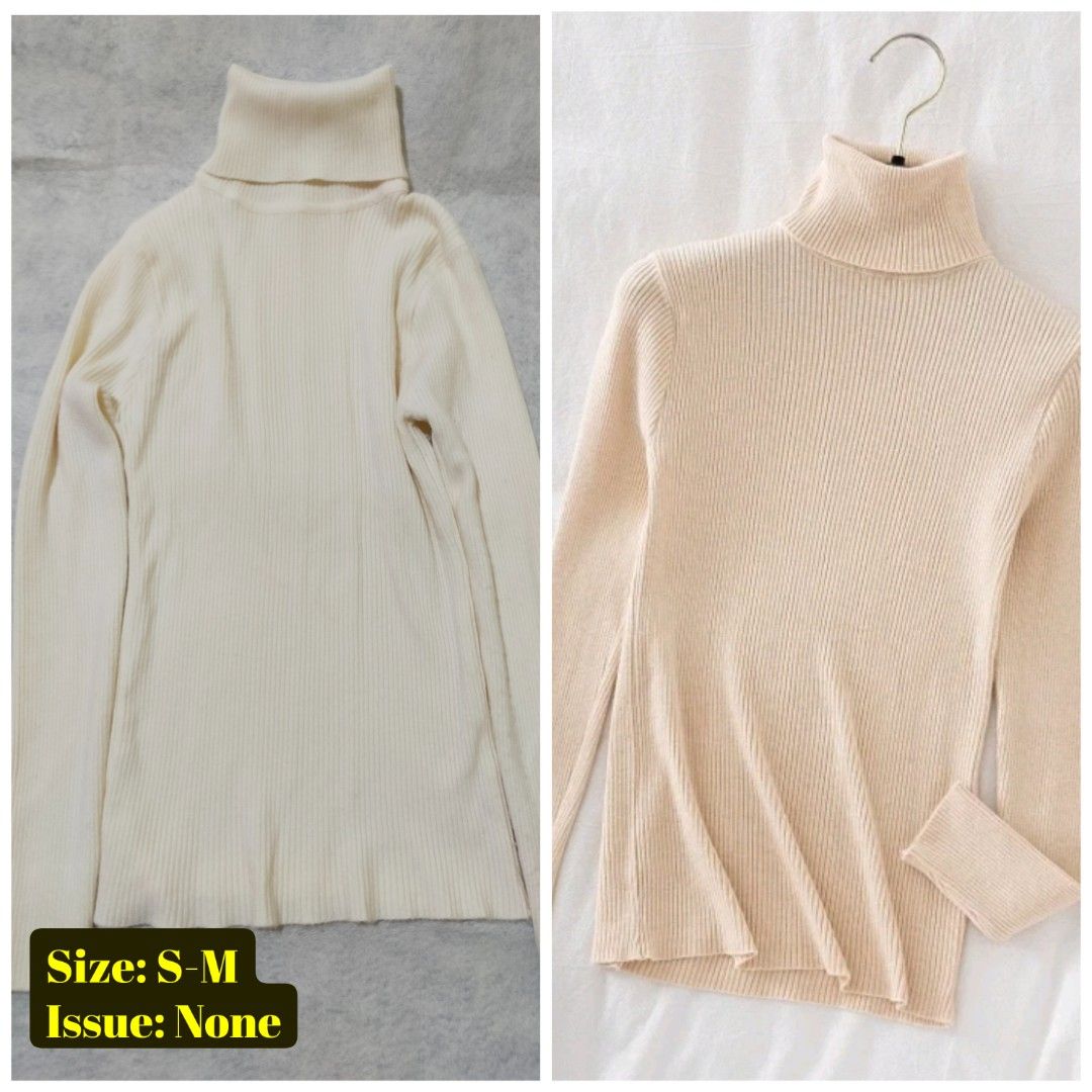 Ribbed Turtleneck Top - Apricot - Size S-M (Category: Longsleeves) located in Santo Tomas. Submitted by zenzenzennaya (Listing ID 1463825873, Image 1). Description: - Cream/beige ribbed turtleneck top - Long sleeves with a comfortable fit - Features side slits for a modern look - Perfect for layering or wearing solo - Versatile addition to any wardrobe - Size S-M - No issues found.
