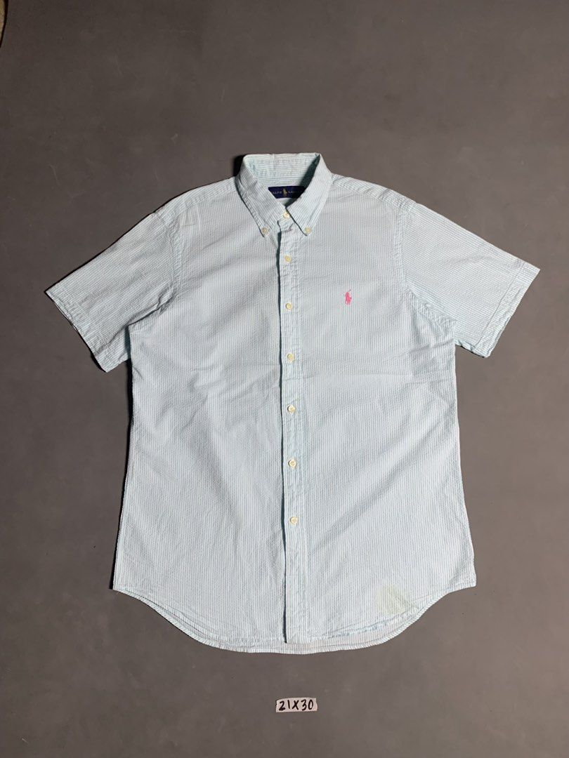 RL short sleeve button up (Category: Tshirts & Polo Shirts ) located in Manila. Submitted by thriftdoseph (Listing ID 1463883035, Image 1). Description: Size M on tag 21x30 Issue small scratch(see last pic) .