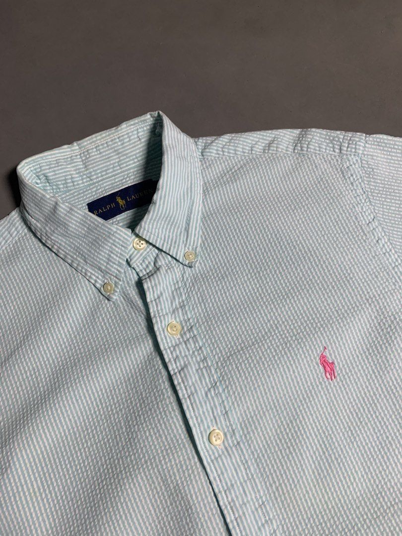 RL short sleeve button up (Category: Tshirts & Polo Shirts ) located in Manila. Submitted by thriftdoseph (Listing ID 1463883035, Image 2). Description: Size M on tag 21x30 Issue small scratch(see last pic) .