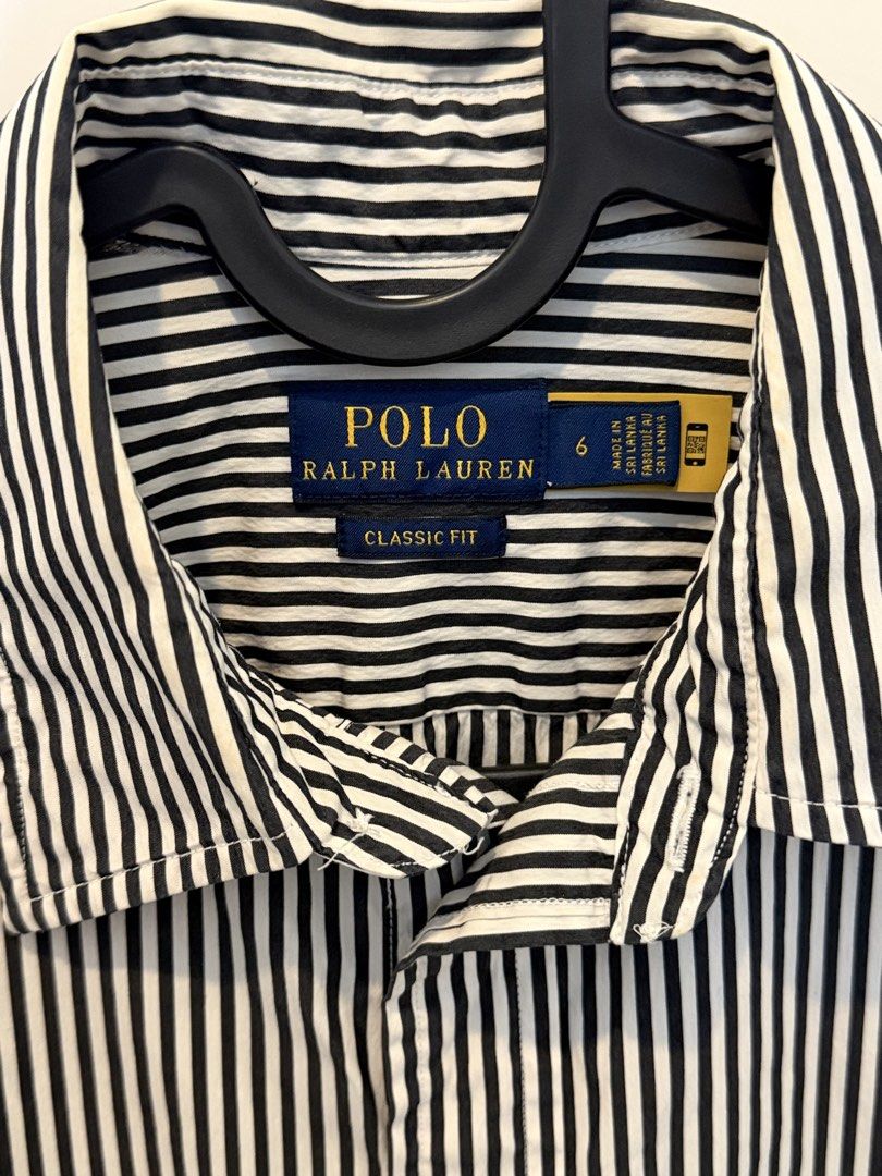 RL Top (Category: Shirts) located in Pasig City. Submitted by silent.finders.keepers (Listing ID 1463852679, Image 3). Description: -PRE-LOVED ORIGINAL Polo Ralph Lauren Women’s Black Striped Classic Fit Shirt -You may scan the QR to verify its authenticity -Bought in the US -Medyo too small for me now, given my current build -24 x 19 -Sobrang Ganda 🥹😍.