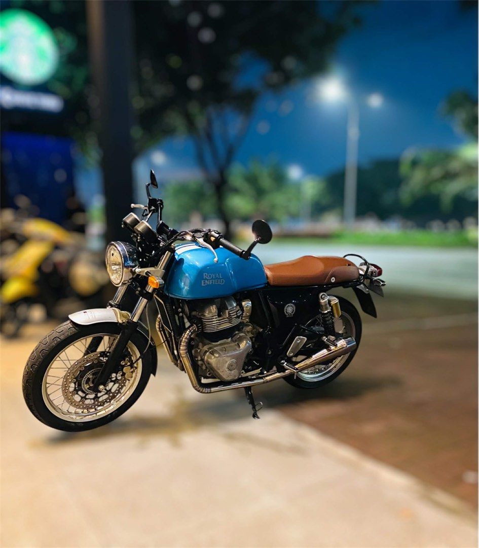 Royal Enfield GT650 2020 (Category: Motorbikes for Sale) located in Las Pinas. Submitted by 4natureshop (Listing ID 1463927410, Image 2). Description: FOR SALE ONLY NO TO SWAP ROYAL ENFIELD GT 650 2020 Model 7k+ odometer LEGIT ACCESSORIES/UPGRADES: IXG black handlebar worth 15k Newly Replace brake pads Newly installed Amaron Battery Brown Leather Seats by bossmel custom seats New exhaust Elbow installed by revmufflerPH Autosweep installed Easytri