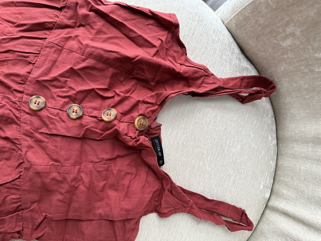 Rust Orange Linen Jumpsuit (Category: Jumpsuits) located in Quezon City. Submitted by mkcn__ (Listing ID 1463758768, Image 3). Description: Breathable fabric perfect for travel! .