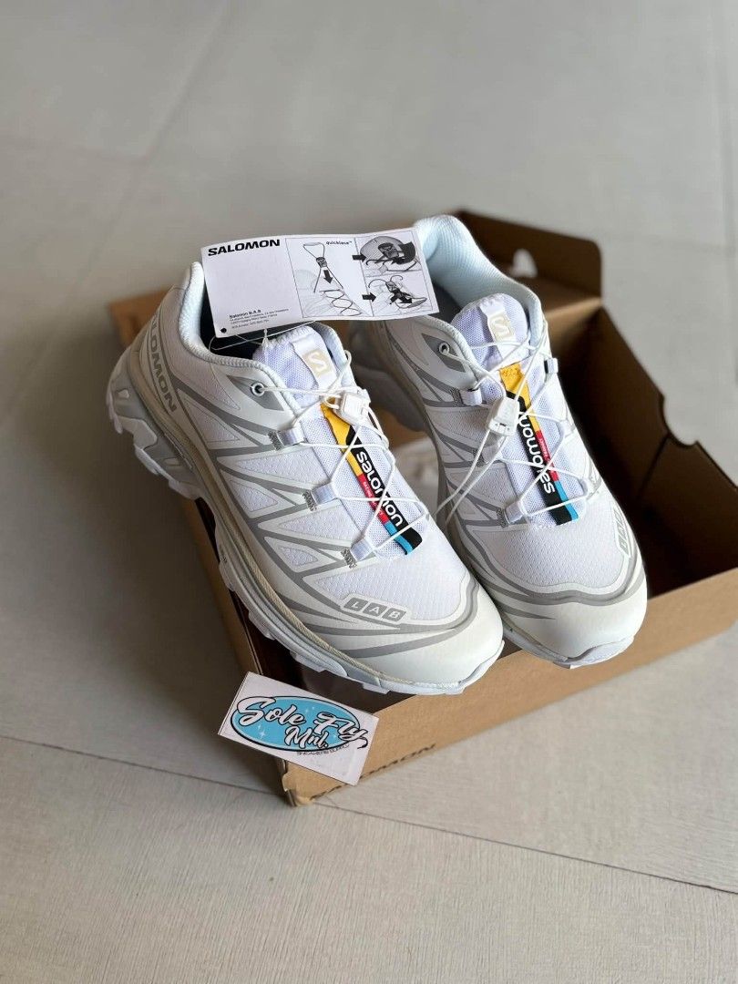 SALOMON XT6 TRIPLE WHITE (Category: Sneakers) located in Manila. Submitted by solefly_mnl.26 (Listing ID 1463808775, Image 3). Description: SALOMON XT6 triple white bnew 2499+sf available sz 41 to 45 mens actual pic posted!!! onhand ready to lalamove/ship via jrs novaliches qc area dm us for orders📩 fb page: solefly mnl v2.