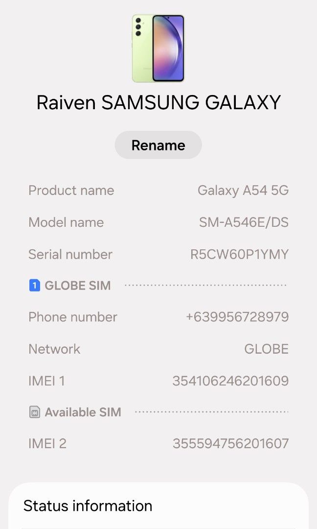 Samsung Galaxy A54 5G (Category: Samsung) located in Cabuyao City. Submitted by raiven.18 (Listing ID 1463781066, Image 3). Description: .