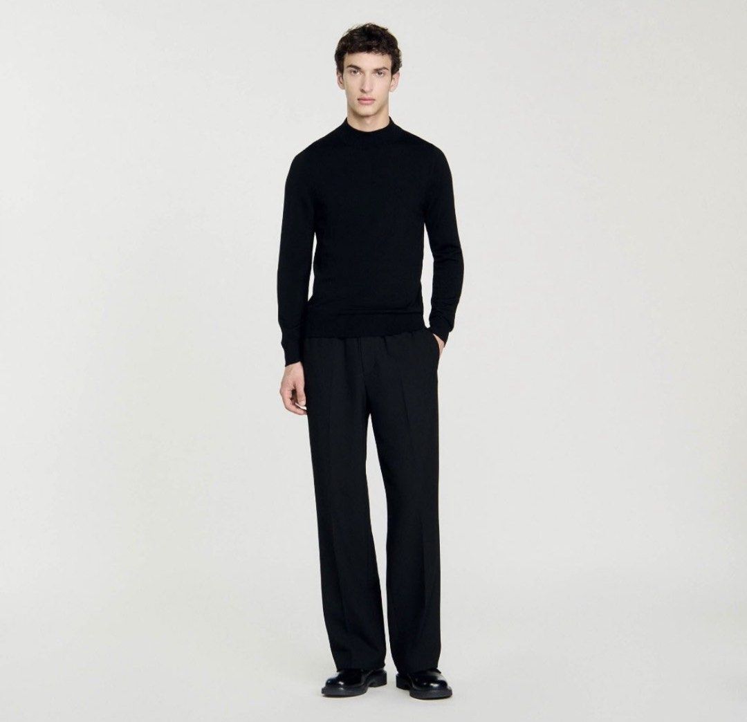 Sandro Industrial Funnel Neck Sweater Black (Category: Tshirts & Polo Shirts ) located in Sasmuan (Sexmoan). Submitted by winterclothes.ph (Listing ID 1463880914, Image 2). Description: Sandro Industrial Funnel Neck Sweater Black S on tag Width 18 Length 25 Excellent Condition.