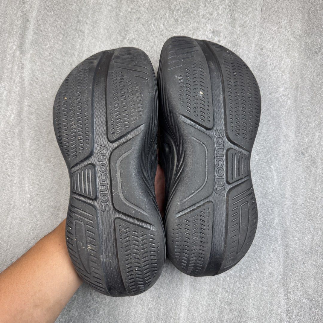 Saucony Black Slides Sandals (Category: Slippers & Slides) located in Manolo Fortich. Submitted by thrift_by_biji (Listing ID 1463837610, Image 3). Description: - Black Saucony slides - Easy slip-on and off design - Perfect for casual wear or after sports - Soles offer good grip.