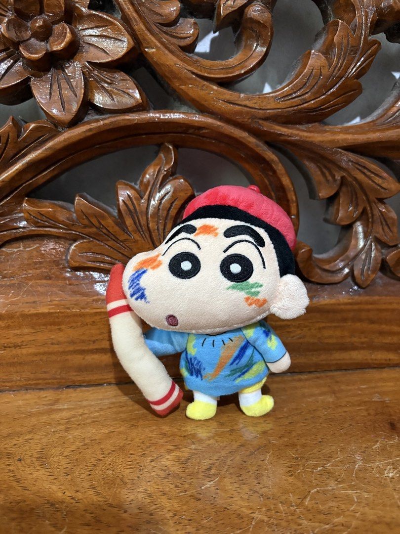 Shinchan Plush Toy with Paint Splatter Design (Category: Plushies & Soft Toys) located in Quezon City. Submitted by rxyel (Listing ID 1463803059, Image 1). Description: - Adorable Shinchan plush toy - Features a fun paint splatter design on face and clothes - Includes a stylish red beret - Holding a paintbrush accessory - Comes with a convenient keychain loop - Ideal gift for Shinchan enthusiasts and collectors.